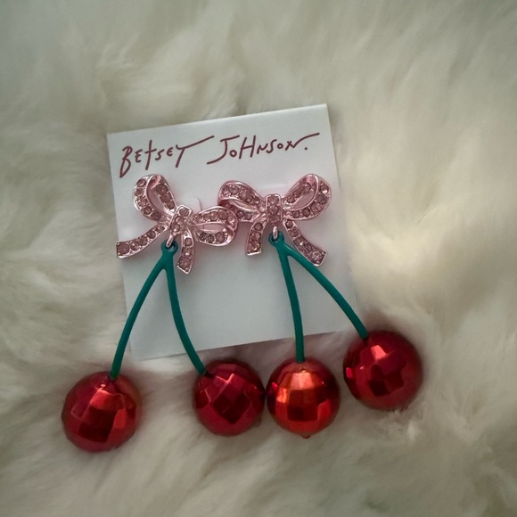 Betsey Johnson Cherry Earrings - Picture 1 of 2